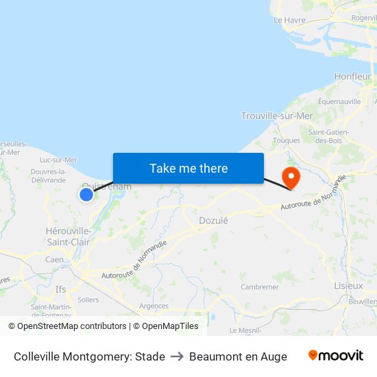 Colleville Montgomery: Stade to Beaumont en Auge map