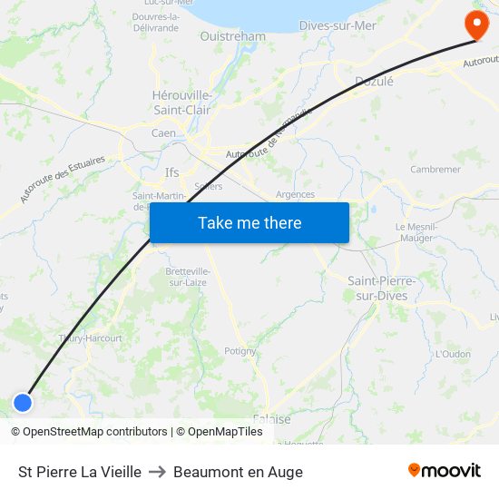 St Pierre La Vieille to Beaumont en Auge map