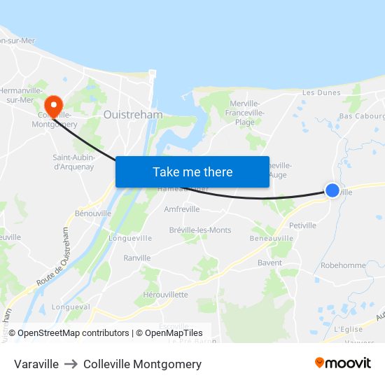 Varaville to Colleville Montgomery map