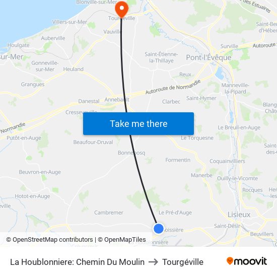 La Houblonniere: Chemin Du Moulin to Tourgéville map