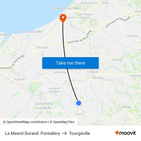 Le Mesnil Durand: Pontallery to Tourgéville map