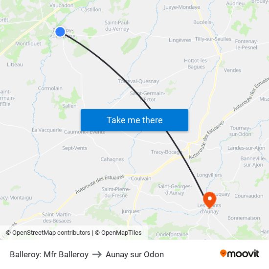 Balleroy: Mfr Balleroy to Aunay sur Odon map