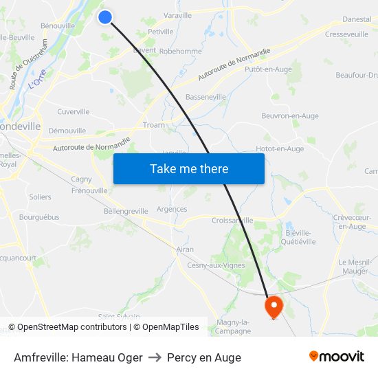 Amfreville: Hameau Oger to Percy en Auge map