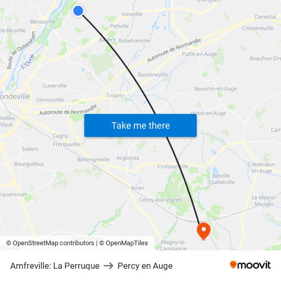 Amfreville: La Perruque to Percy en Auge map