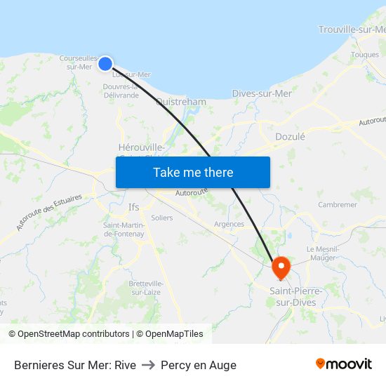 Bernieres Sur Mer: Rive to Percy en Auge map