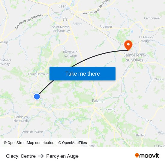 Clecy: Centre to Percy en Auge map