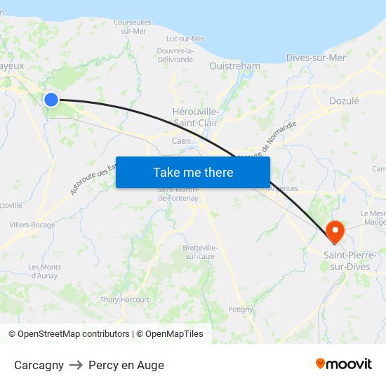 Carcagny to Percy en Auge map