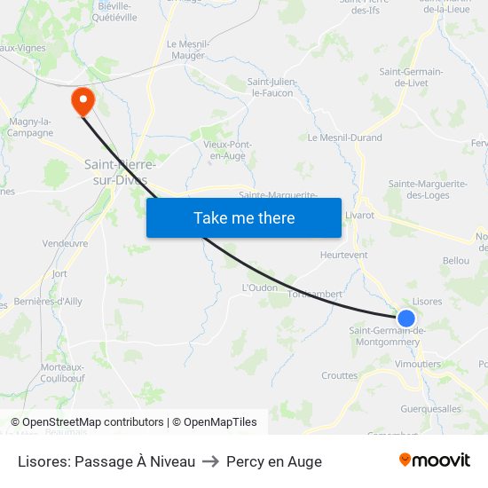 Lisores: Passage À Niveau to Percy en Auge map