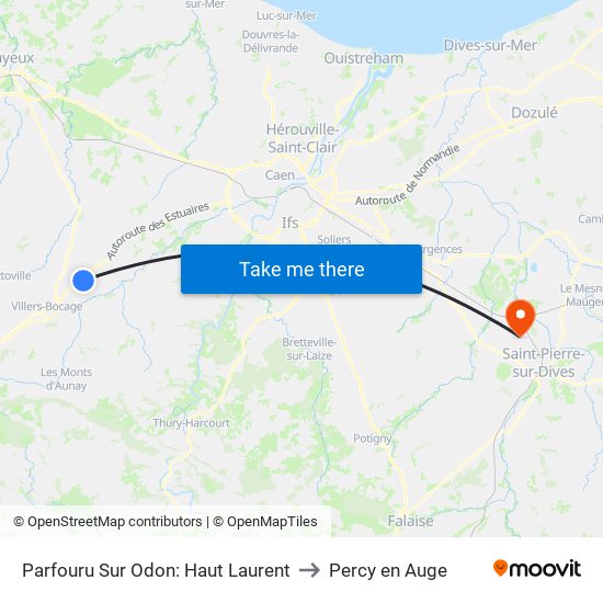 Parfouru Sur Odon: Haut Laurent to Percy en Auge map
