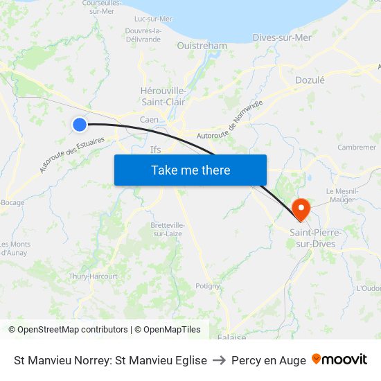 St Manvieu Norrey: St Manvieu Eglise to Percy en Auge map