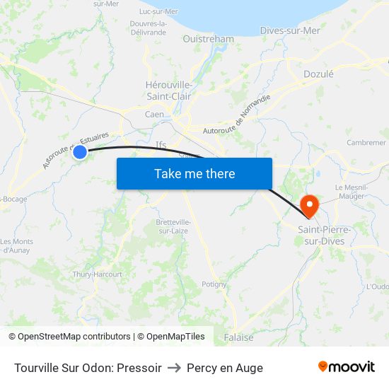 Tourville Sur Odon: Pressoir to Percy en Auge map