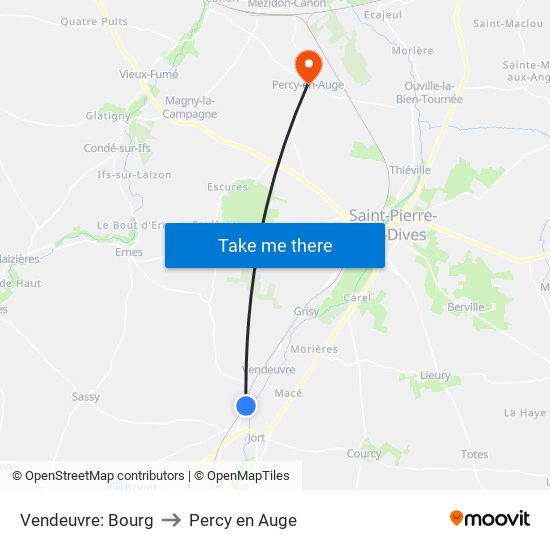 Vendeuvre: Bourg to Percy en Auge map