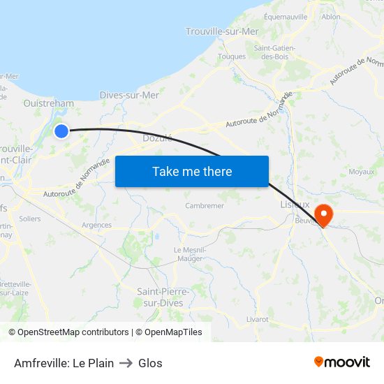 Amfreville: Le Plain to Glos map