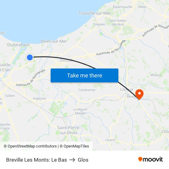 Breville Les Monts: Le Bas to Glos map