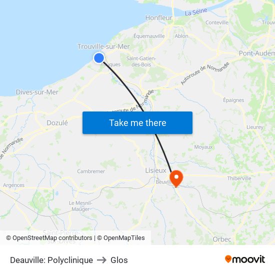 Deauville: Polyclinique to Glos map