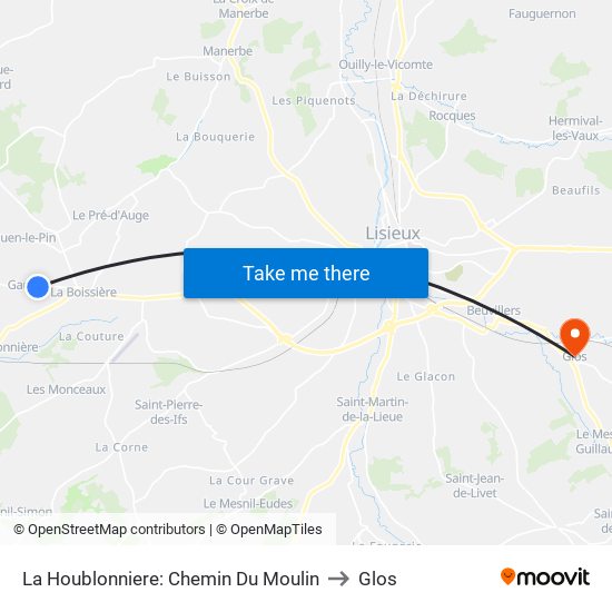 La Houblonniere: Chemin Du Moulin to Glos map