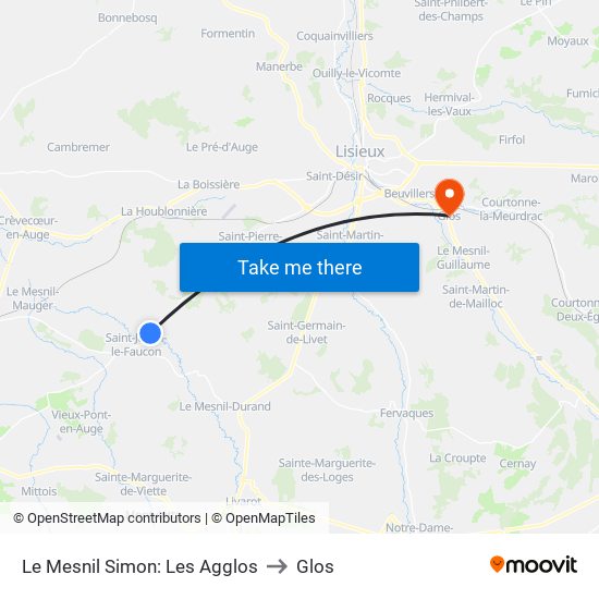 Le Mesnil Simon: Les Agglos to Glos map