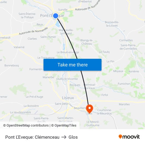 Pont L'Eveque: Clémenceau to Glos map