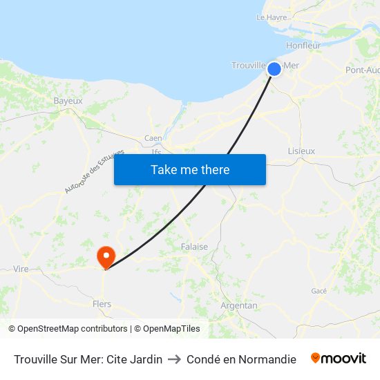 Trouville Sur Mer: Cite Jardin to Condé en Normandie map