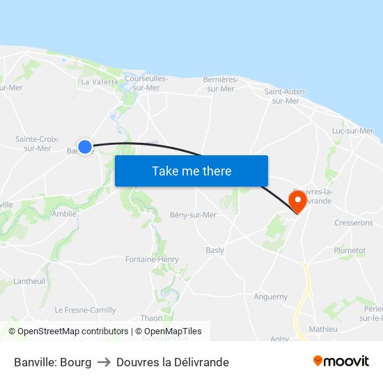 Banville: Bourg to Douvres la Délivrande map