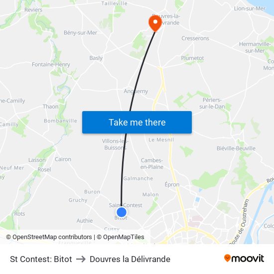St Contest: Bitot to Douvres la Délivrande map