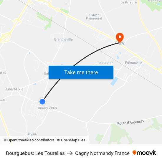 Bourguebus: Les Tourelles to Cagny Normandy France map