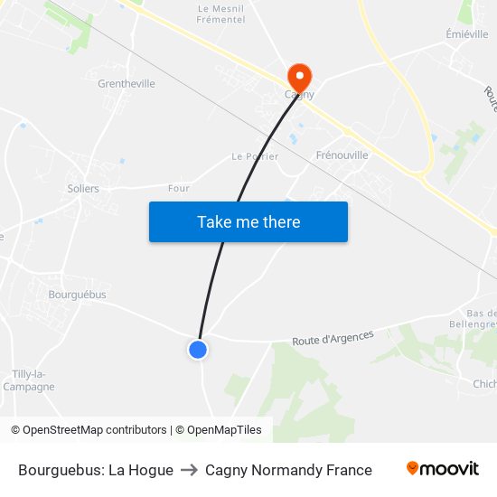 Bourguebus: La Hogue to Cagny Normandy France map