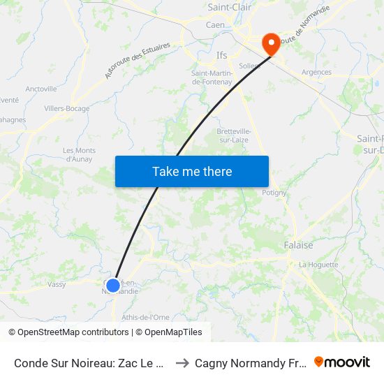 Conde Sur Noireau: Zac Le Mesnil to Cagny Normandy France map