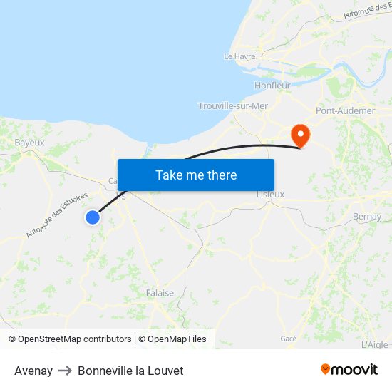 Avenay to Bonneville la Louvet map