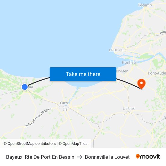 Bayeux: Rte De Port En Bessin to Bonneville la Louvet map