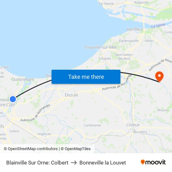 Blainville Sur Orne: Colbert to Bonneville la Louvet map