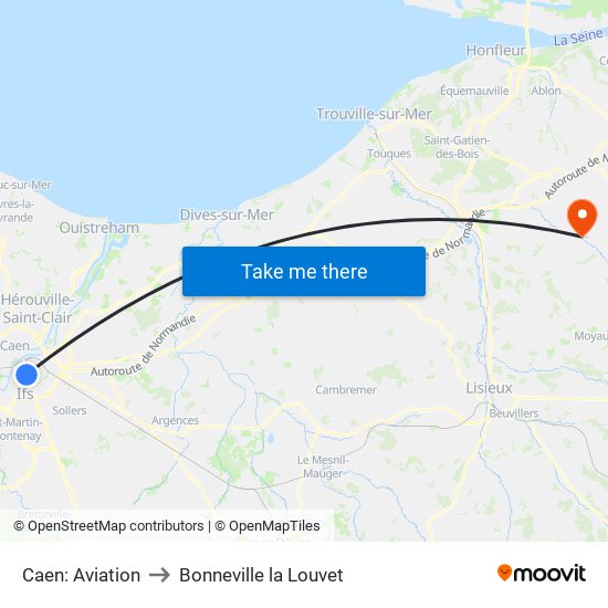 Caen: Aviation to Bonneville la Louvet map