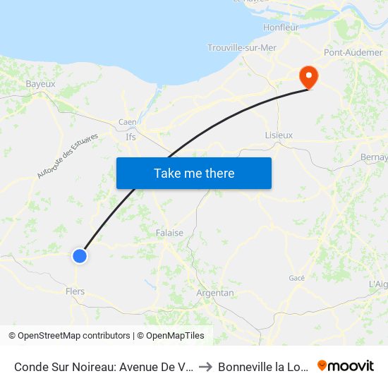 Conde Sur Noireau: Avenue De Verdun to Bonneville la Louvet map