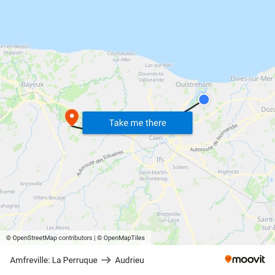 Amfreville: La Perruque to Audrieu map