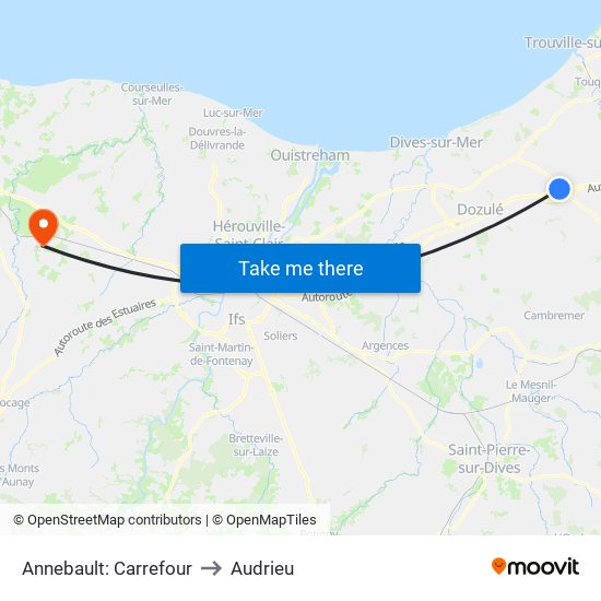 Annebault: Carrefour to Audrieu map