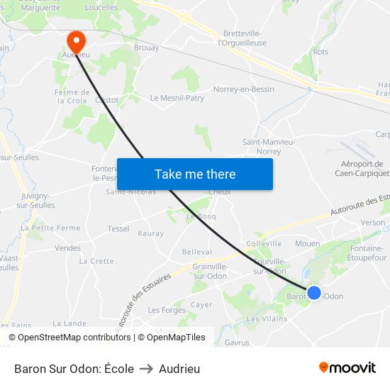 Baron Sur Odon: École to Audrieu map