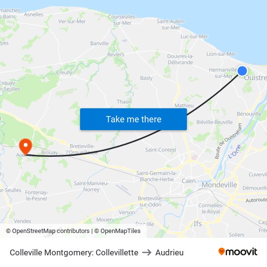 Colleville Montgomery: Collevillette to Audrieu map