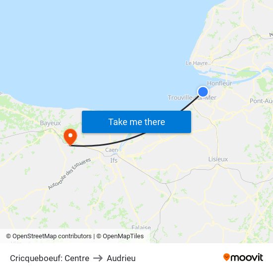 Cricqueboeuf: Centre to Audrieu map
