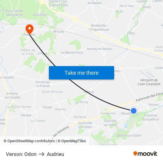 Verson: Odon to Audrieu map