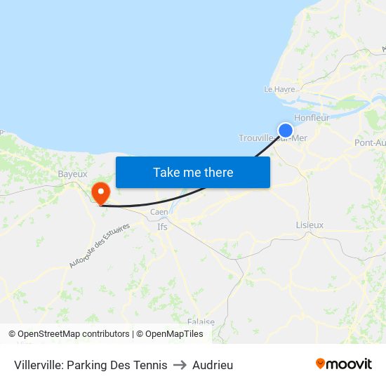 Villerville: Parking Des Tennis to Audrieu map