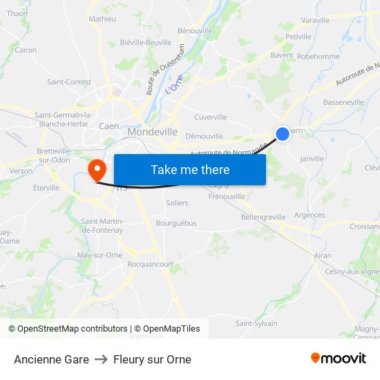 Ancienne Gare to Fleury sur Orne map