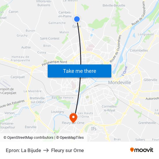 Epron: La Bijude to Fleury sur Orne map