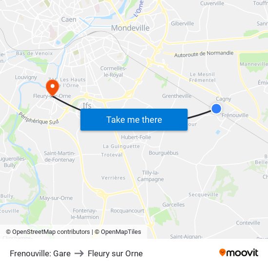 Frenouville: Gare to Fleury sur Orne map
