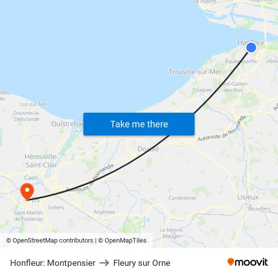 Honfleur: Montpensier to Fleury sur Orne map