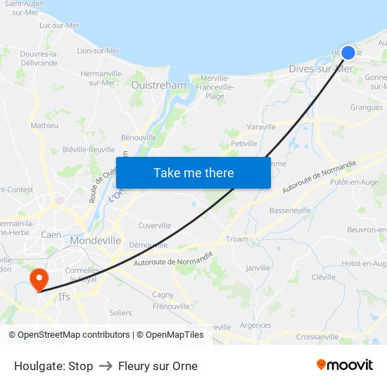 Houlgate: Stop to Fleury sur Orne map