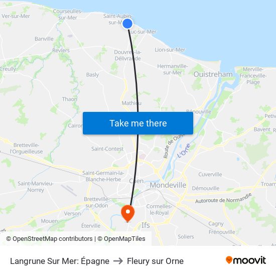 Langrune Sur Mer: Épagne to Fleury sur Orne map