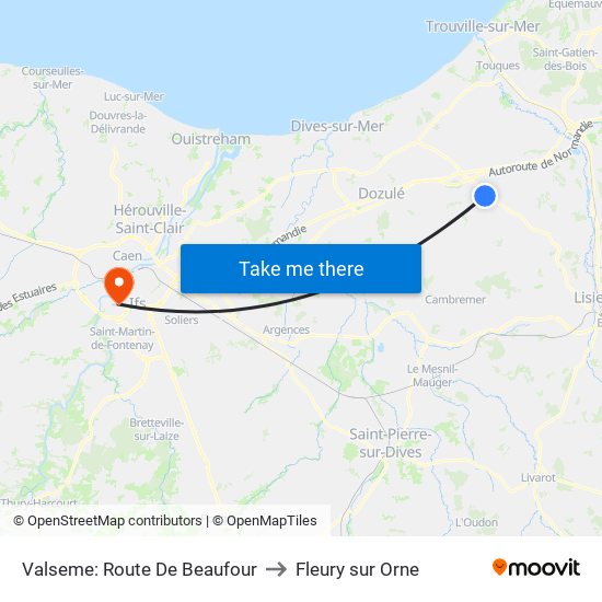 Valseme: Route De Beaufour to Fleury sur Orne map