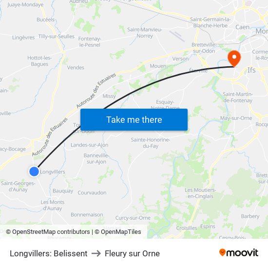 Longvillers: Belissent to Fleury sur Orne map