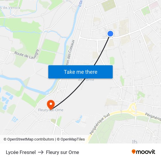 Lycée Fresnel to Fleury sur Orne map