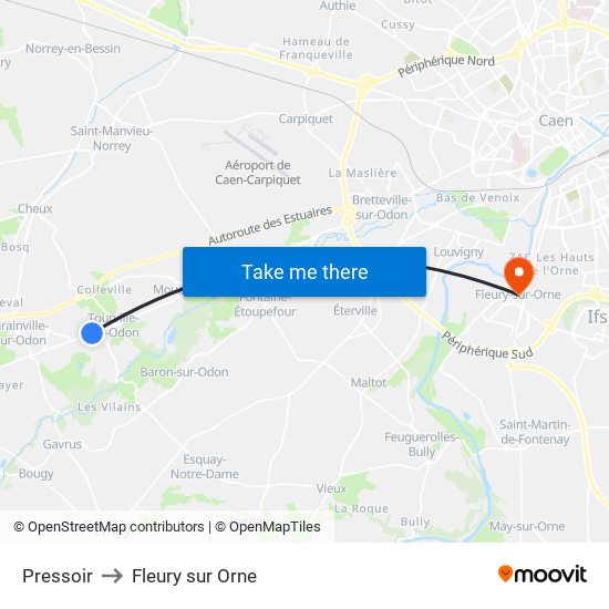 Pressoir to Fleury sur Orne map